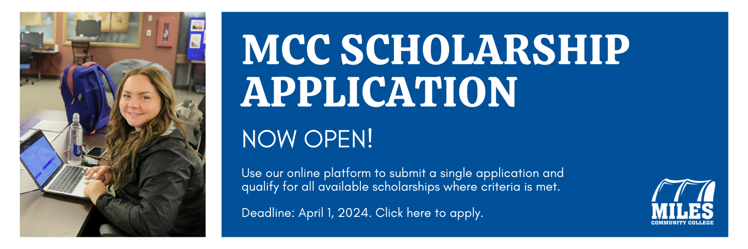 Image of female student; text reads MCC Scholarship Application Now Open